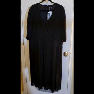 Boohoo Plus Pleated Wrap Midi Dress